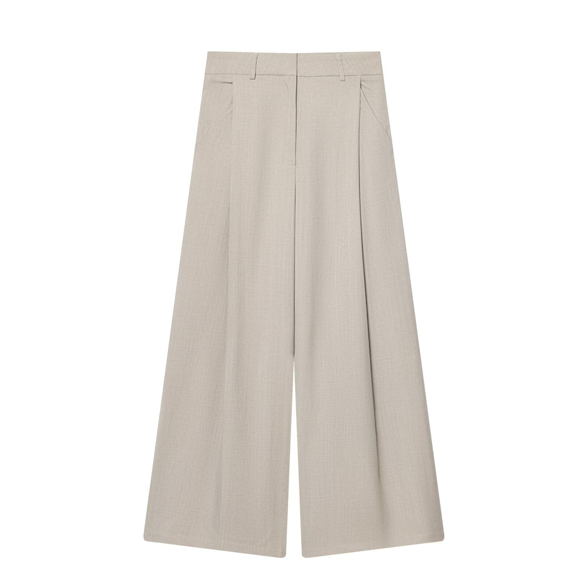 Apricot Soft Flow Wide-Leg Pants with front pleats and wide hems