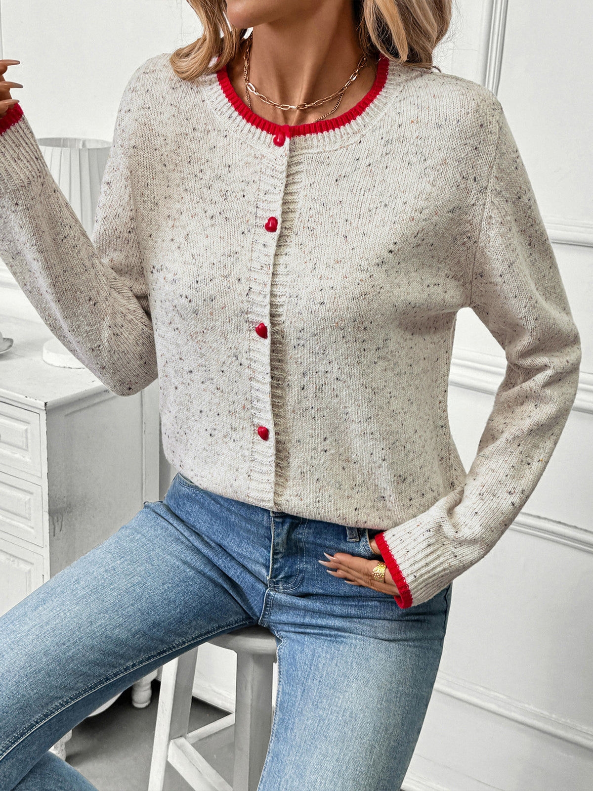 The Cloud Stitch Color Block Cardigan