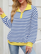 The Candy Stripe Button Collar Sweatshirt