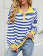 The Candy Stripe Button Collar Sweatshirt