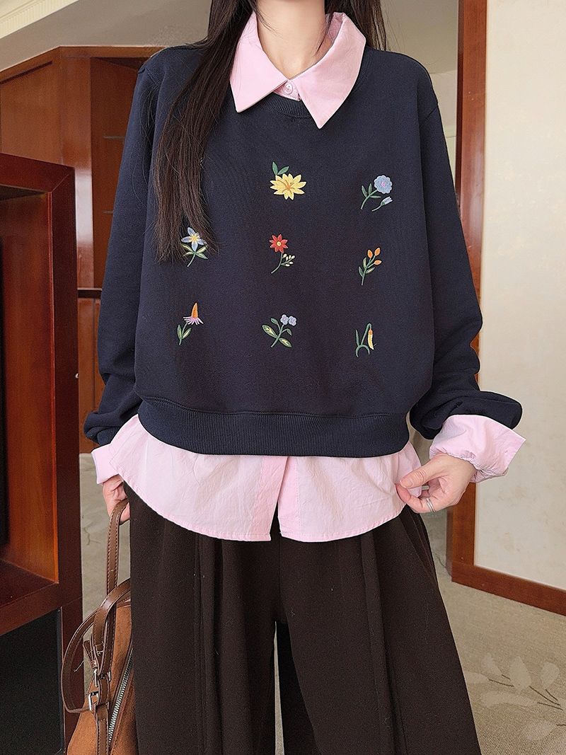 The Midnight Layer Faux Two-Piece Polo Sweatshirt