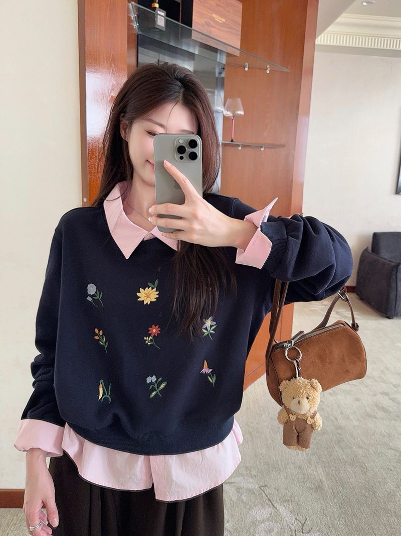 The Midnight Layer Faux Two-Piece Polo Sweatshirt
