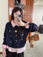 The Midnight Layer Faux Two-Piece Polo Sweatshirt