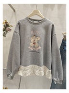 The Dove Lace Trim Embroidered Sweatshirt