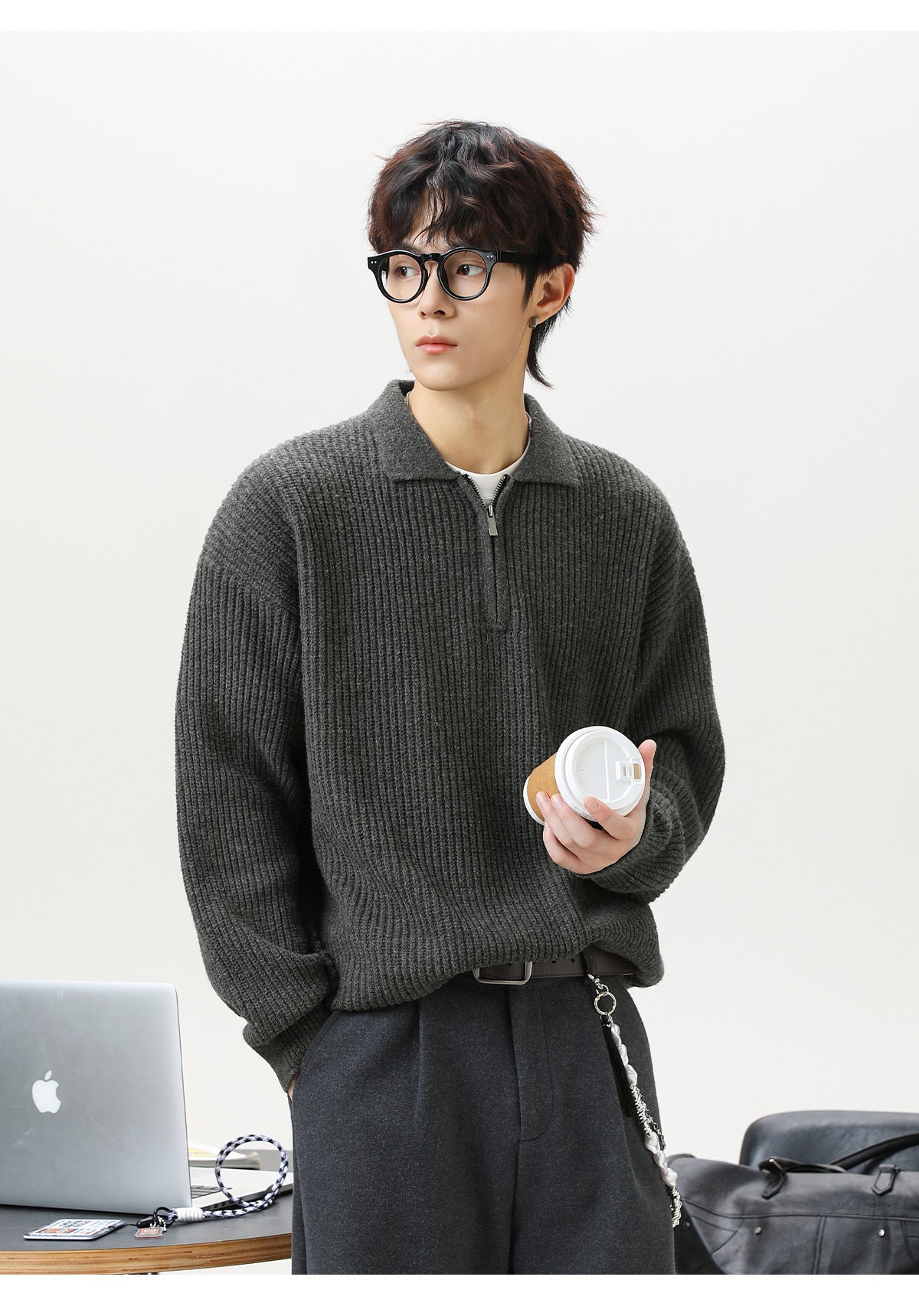 The Starlit Half Zip Lapel Sweater