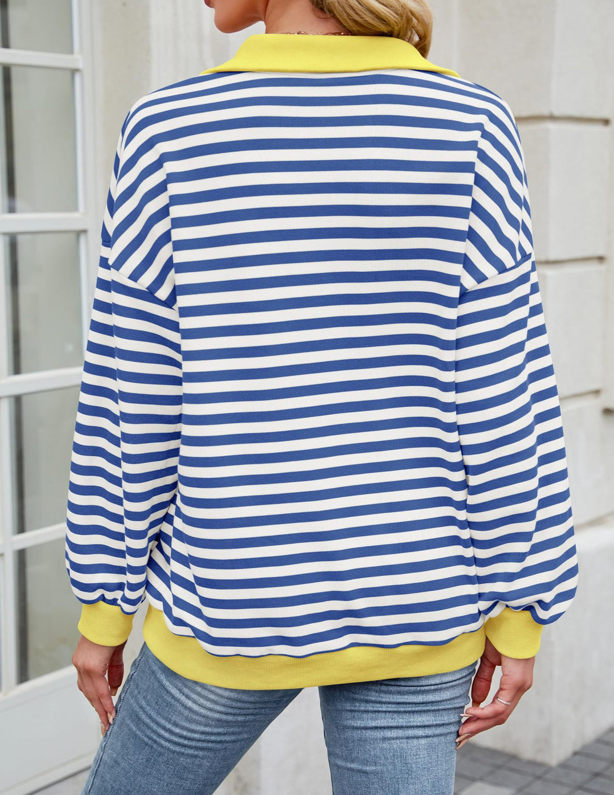 The Candy Stripe Button Collar Sweatshirt
