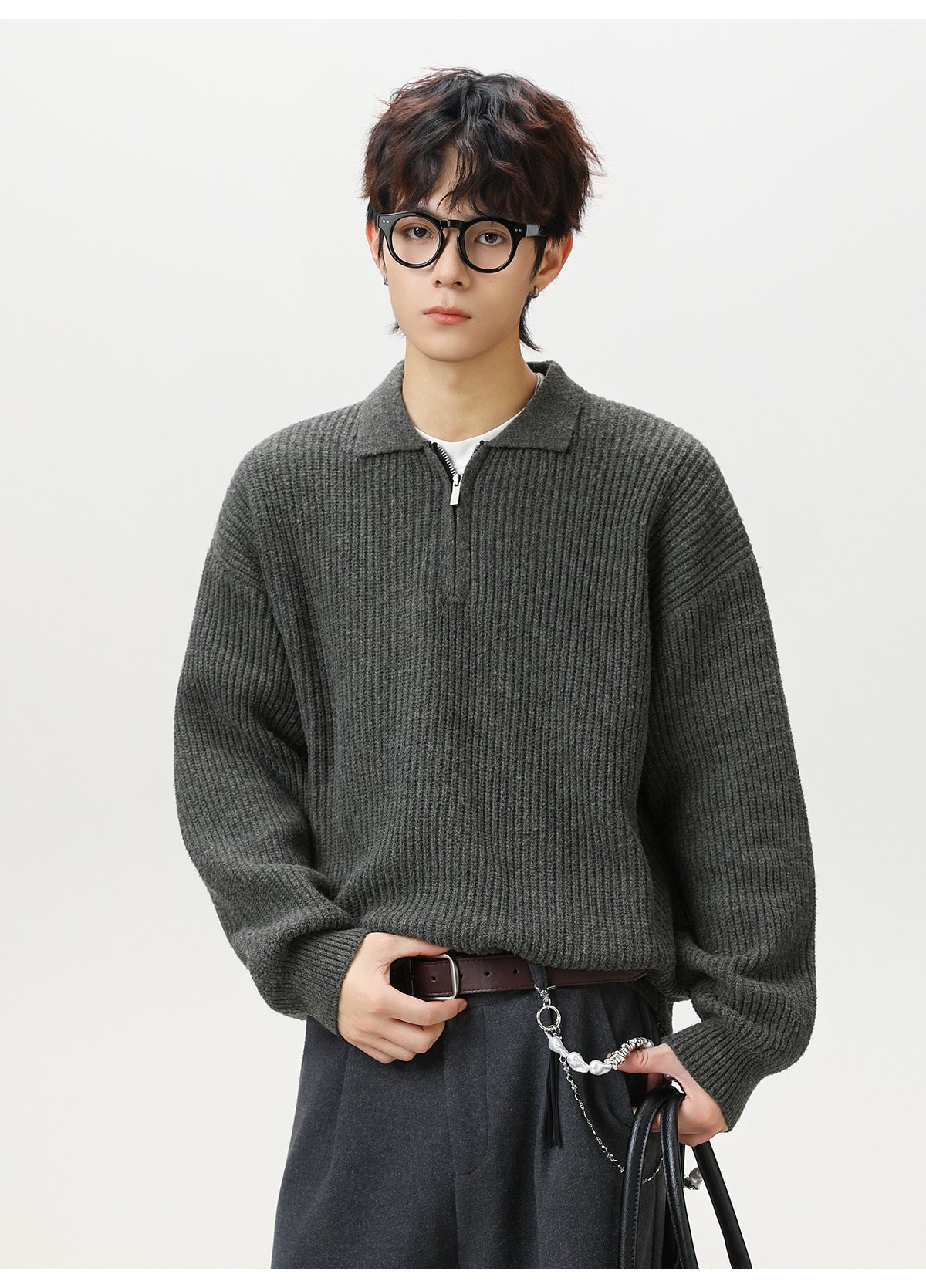The Starlit Half Zip Lapel Sweater