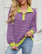 The Candy Stripe Button Collar Sweatshirt