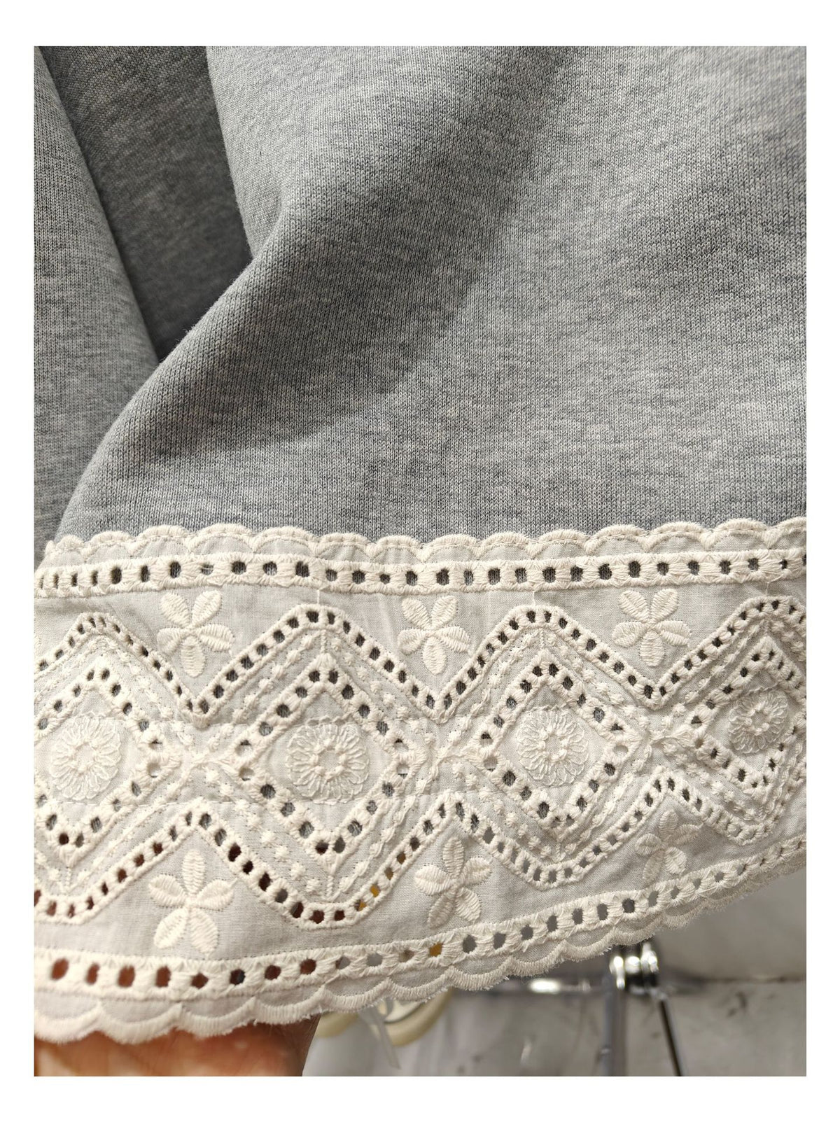 The Dove Lace Trim Embroidered Sweatshirt