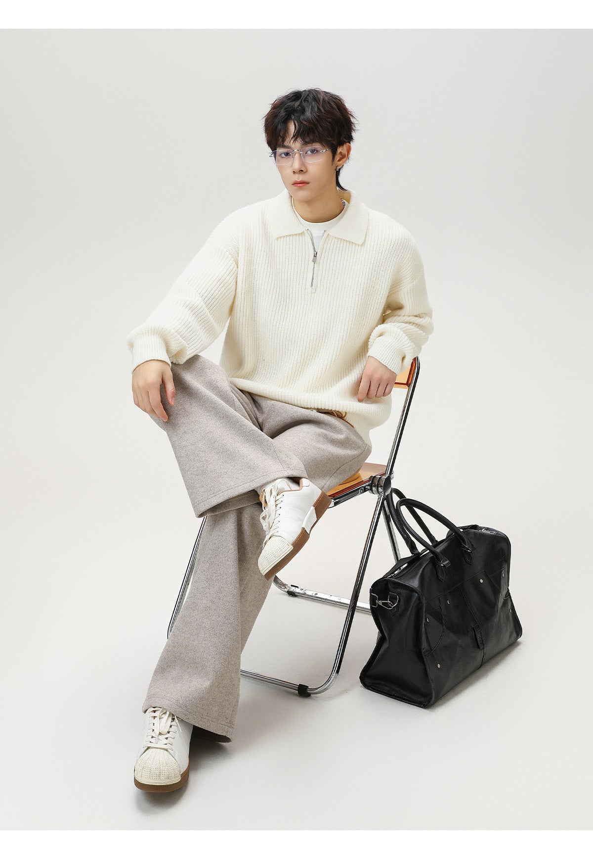 The Starlit Half Zip Lapel Sweater