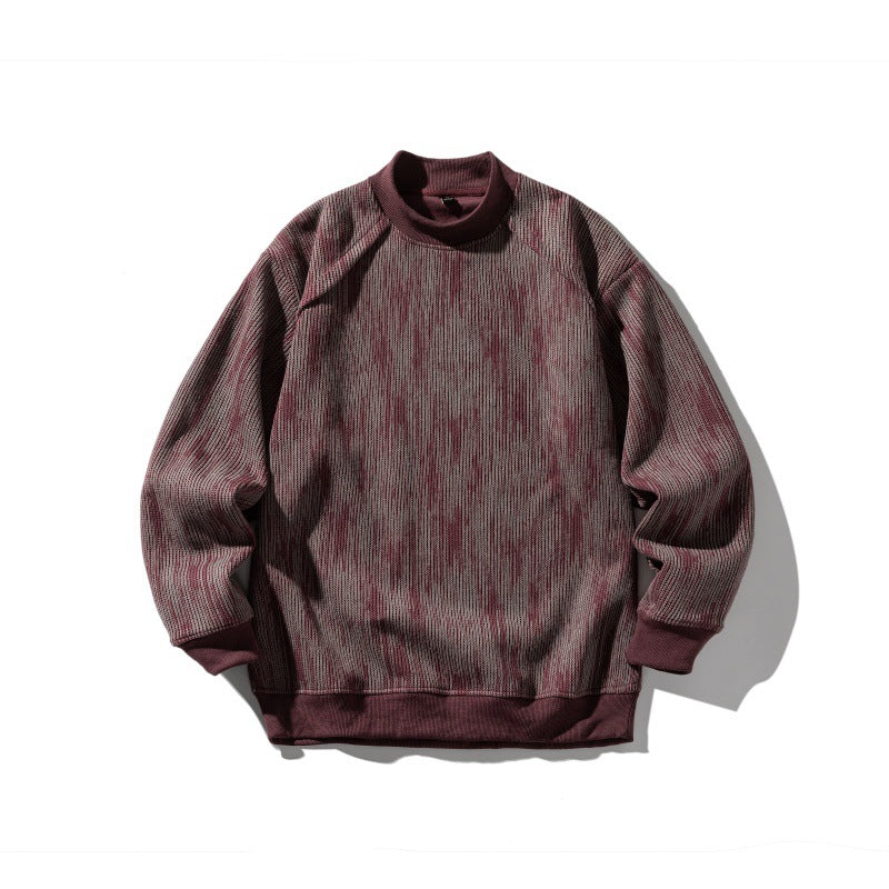 Dyeing Color-blocked Loose Long Sleeve Mock Neck Sweatshirt Men