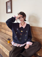 The Midnight Layer Faux Two-Piece Polo Sweatshirt