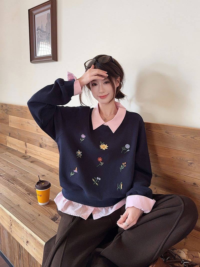 The Midnight Layer Faux Two-Piece Polo Sweatshirt