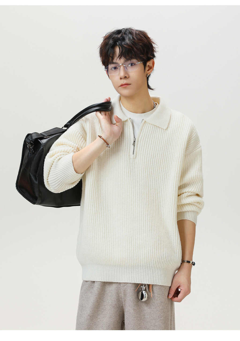 The Starlit Half Zip Lapel Sweater