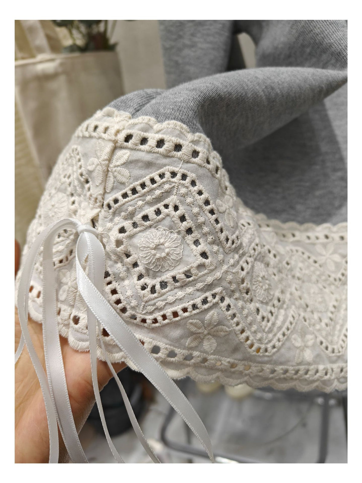 The Dove Lace Trim Embroidered Sweatshirt