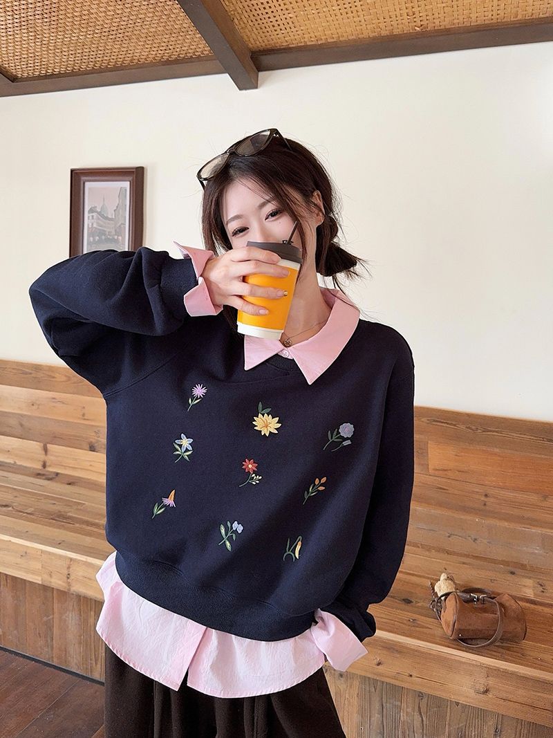 The Midnight Layer Faux Two-Piece Polo Sweatshirt