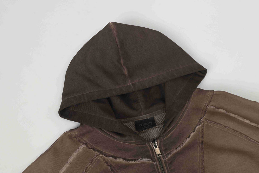 Raw Edge Deconstructed Zip Hoodie