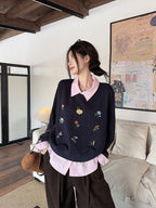 The Midnight Layer Faux Two-Piece Polo Sweatshirt
