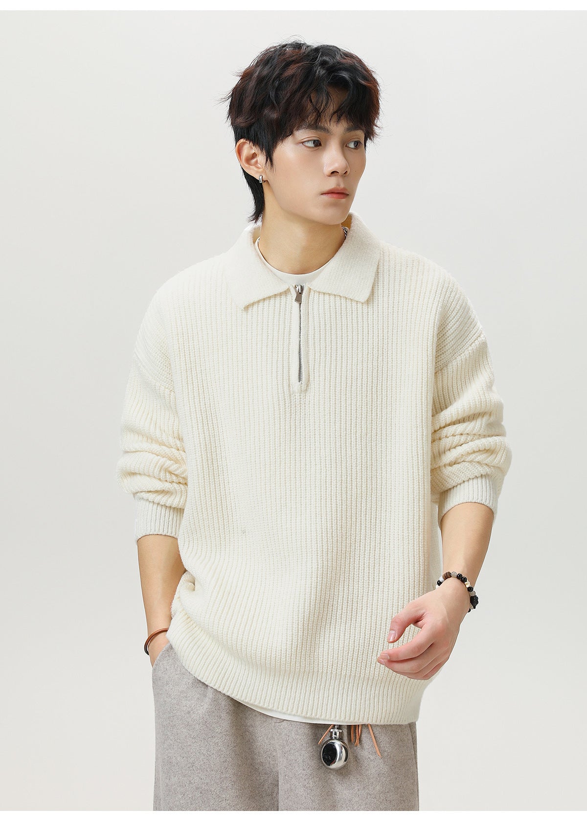The Starlit Half Zip Lapel Sweater