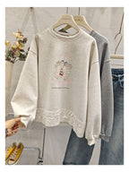 The Dove Lace Trim Embroidered Sweatshirt