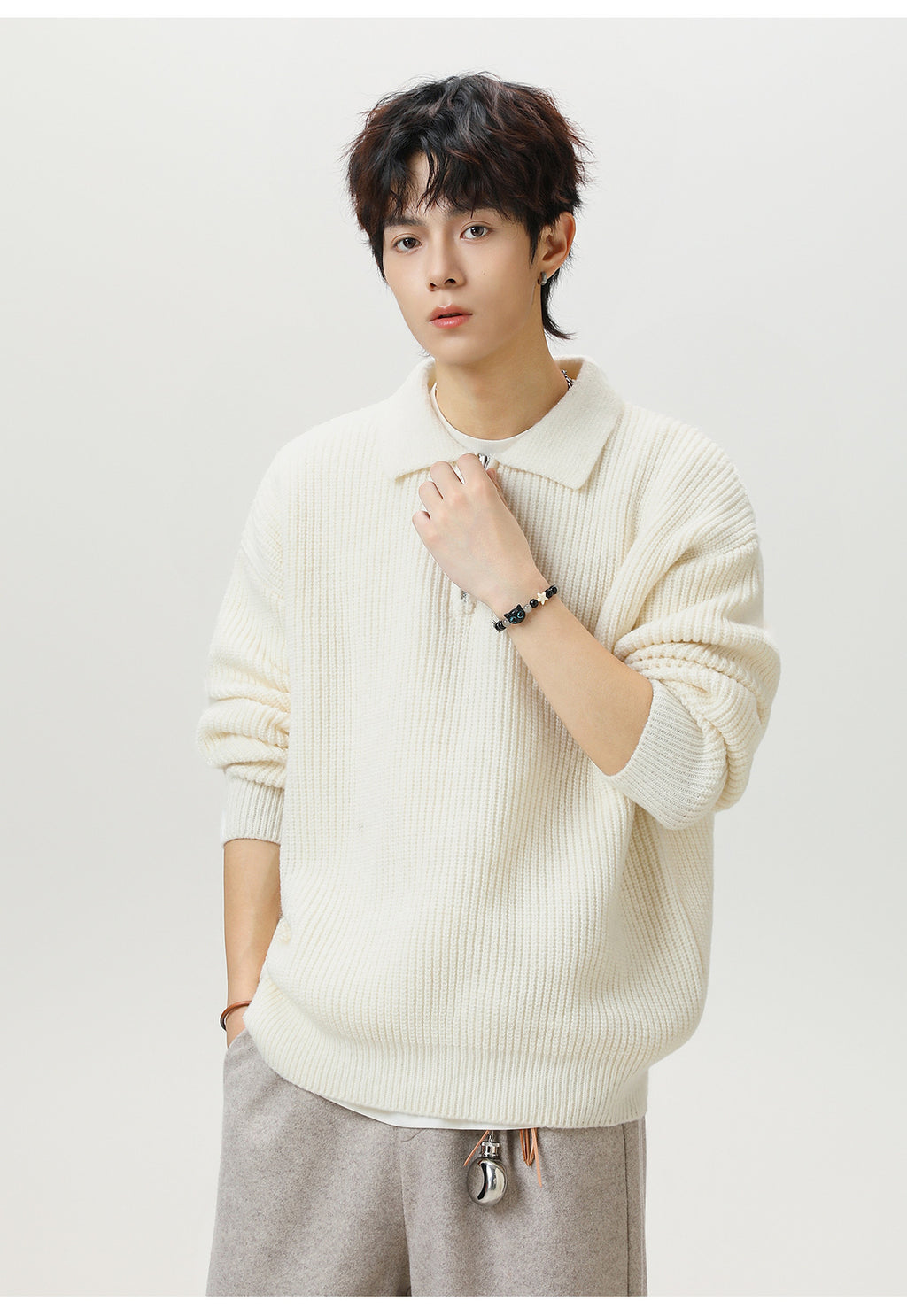 The Starlit Half Zip Lapel Sweater