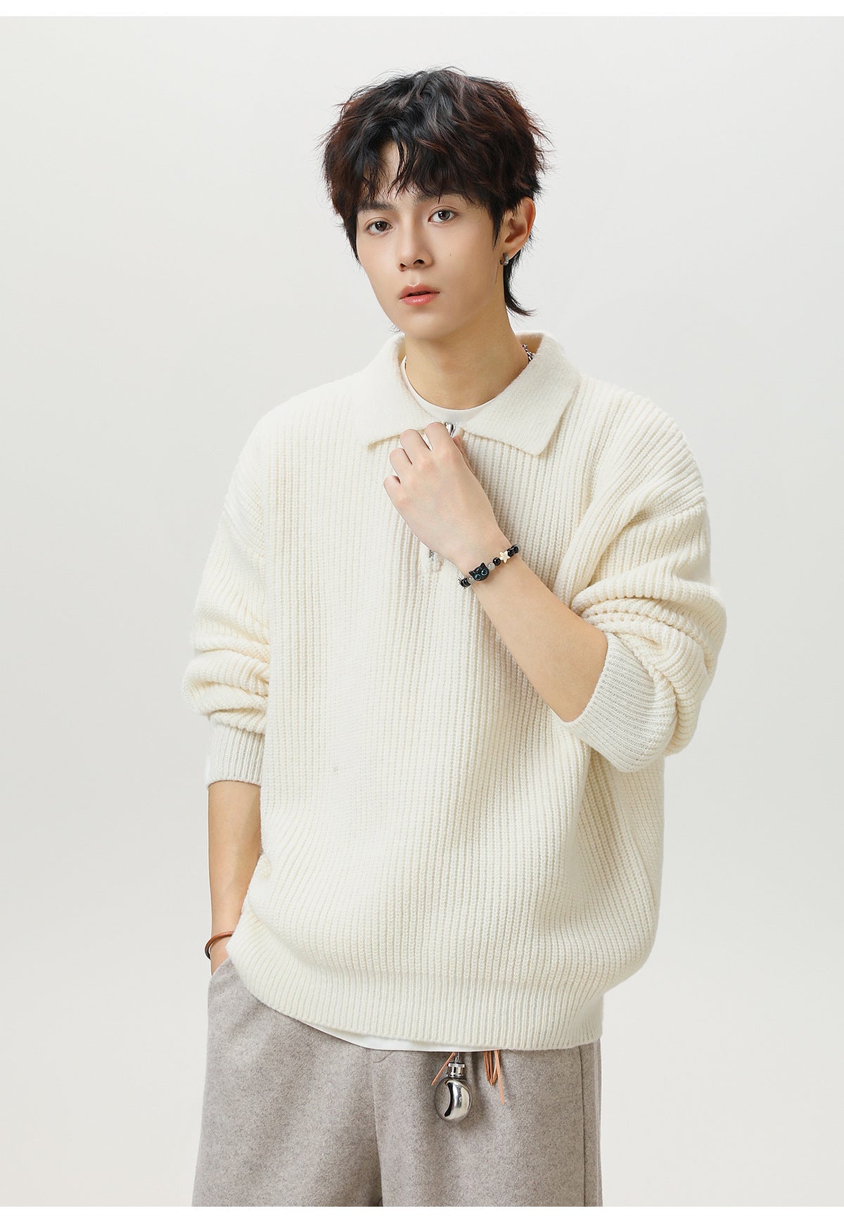 The Starlit Half Zip Lapel Sweater