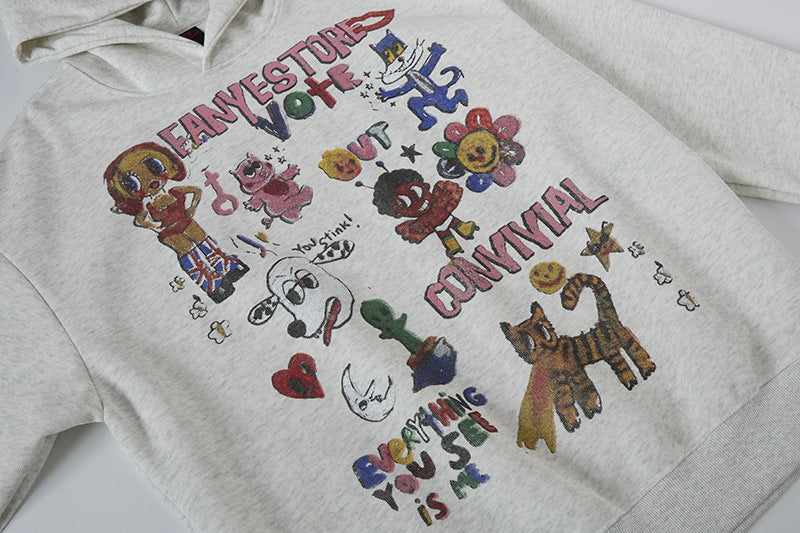 The Wild Doodle Cartoon Animal Zip Hoodie