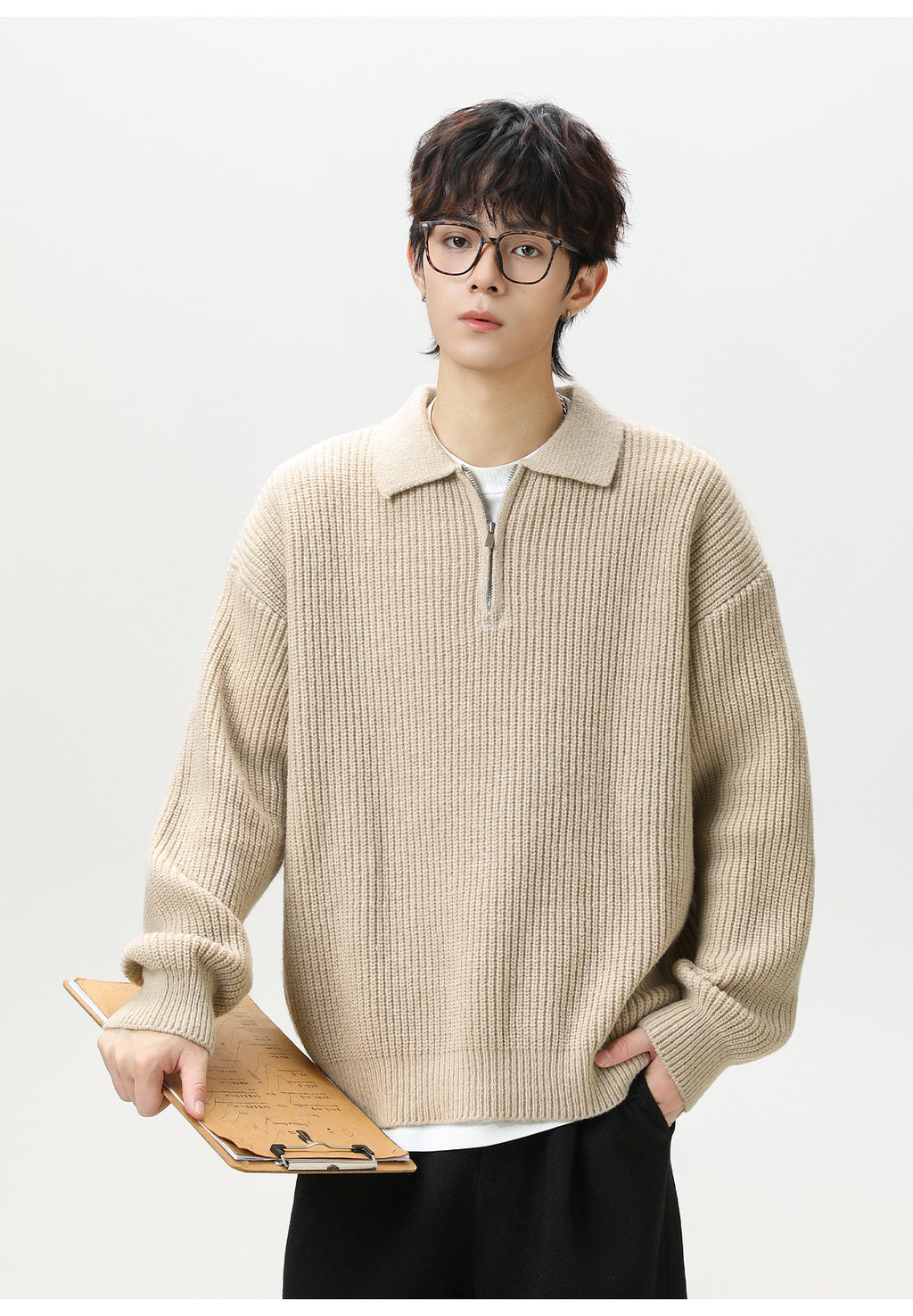 The Starlit Half Zip Lapel Sweater