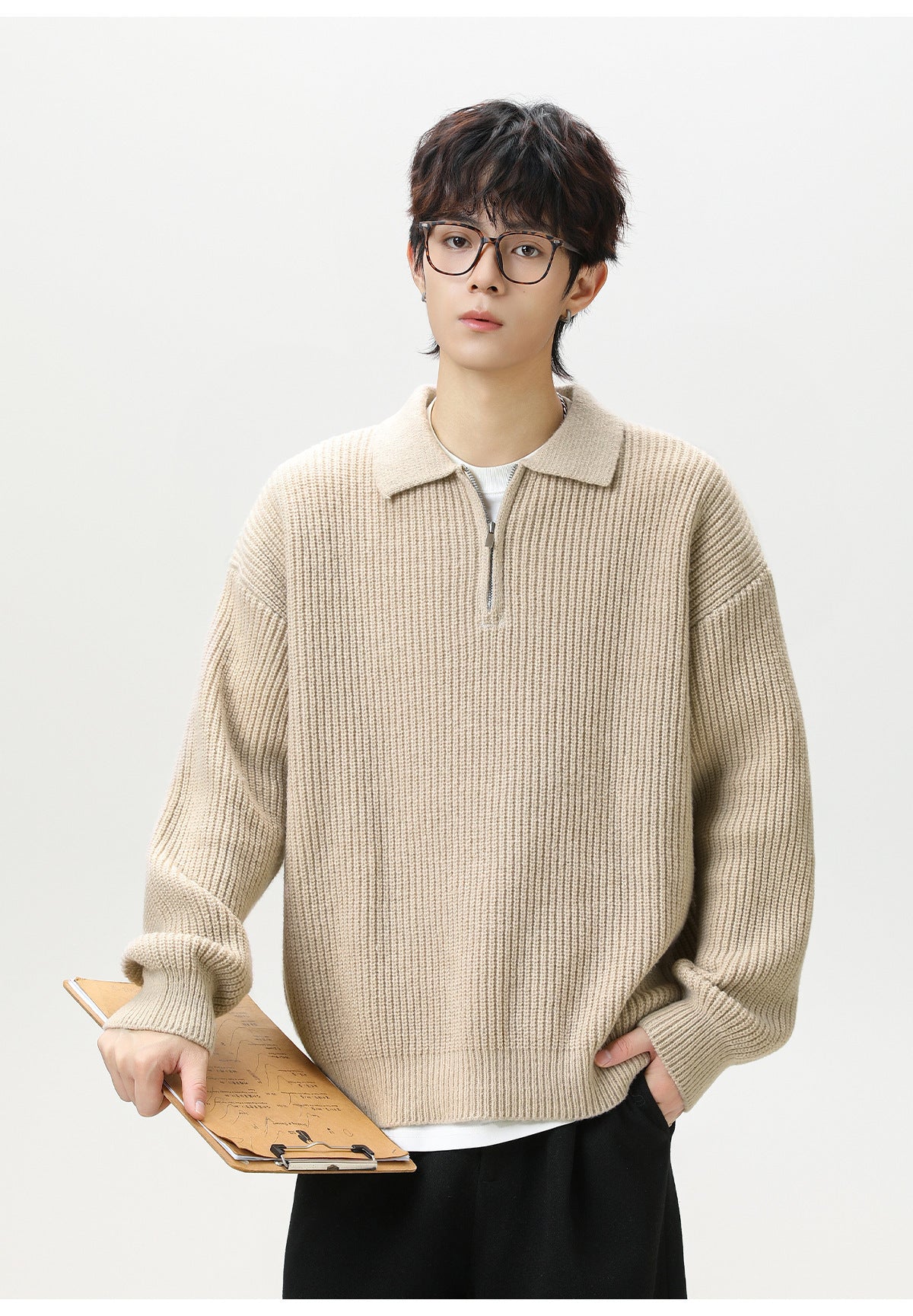 The Starlit Half Zip Lapel Sweater