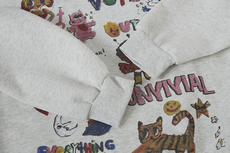 The Wild Doodle Cartoon Animal Zip Hoodie