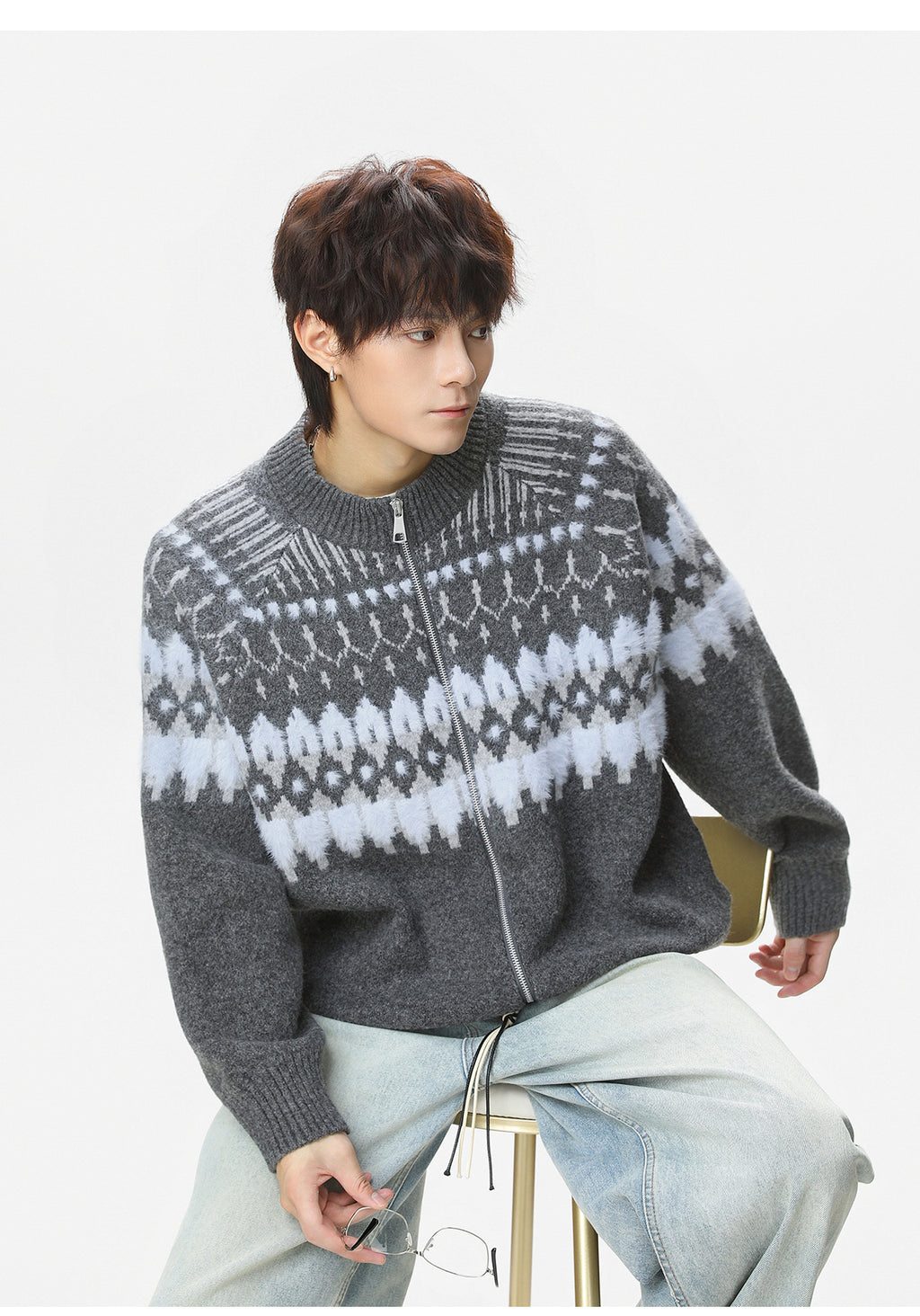 The Ember Row Stand Collar Cardigan