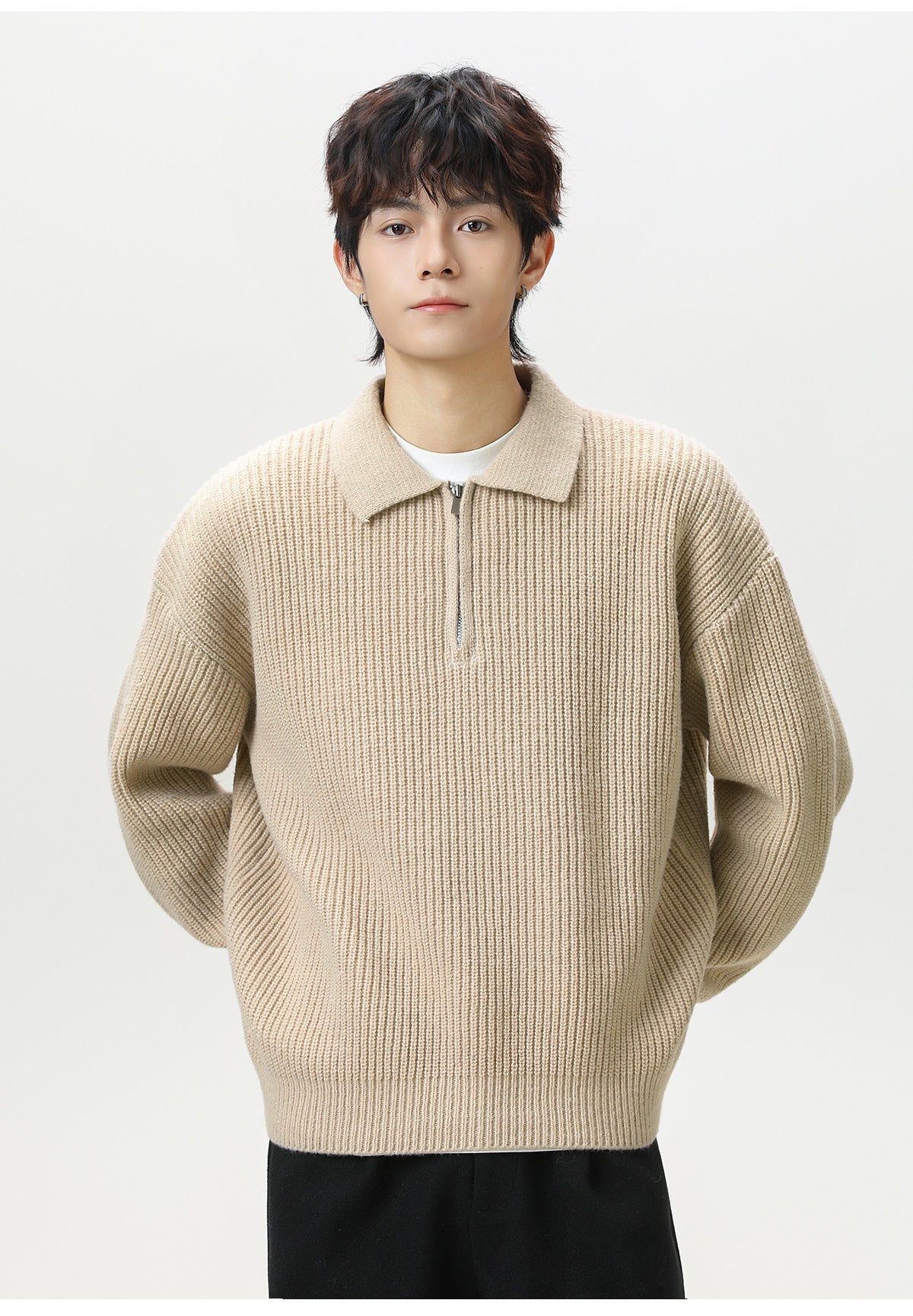 The Starlit Half Zip Lapel Sweater
