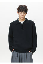 The Starlit Half Zip Lapel Sweater