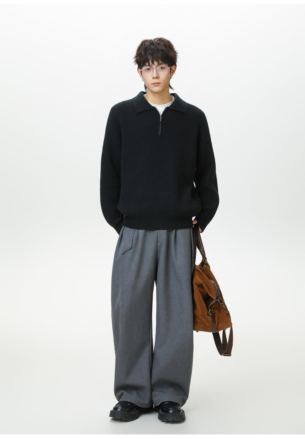 The Starlit Half Zip Lapel Sweater