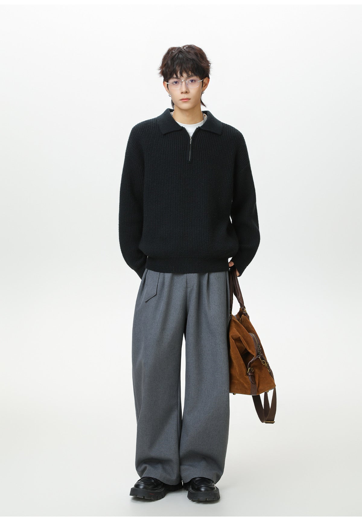 The Starlit Half Zip Lapel Sweater