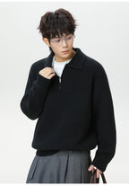The Starlit Half Zip Lapel Sweater