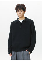 The Starlit Half Zip Lapel Sweater