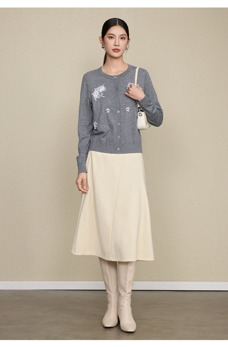 The Petal Thread Embroidered Knit Cardigan