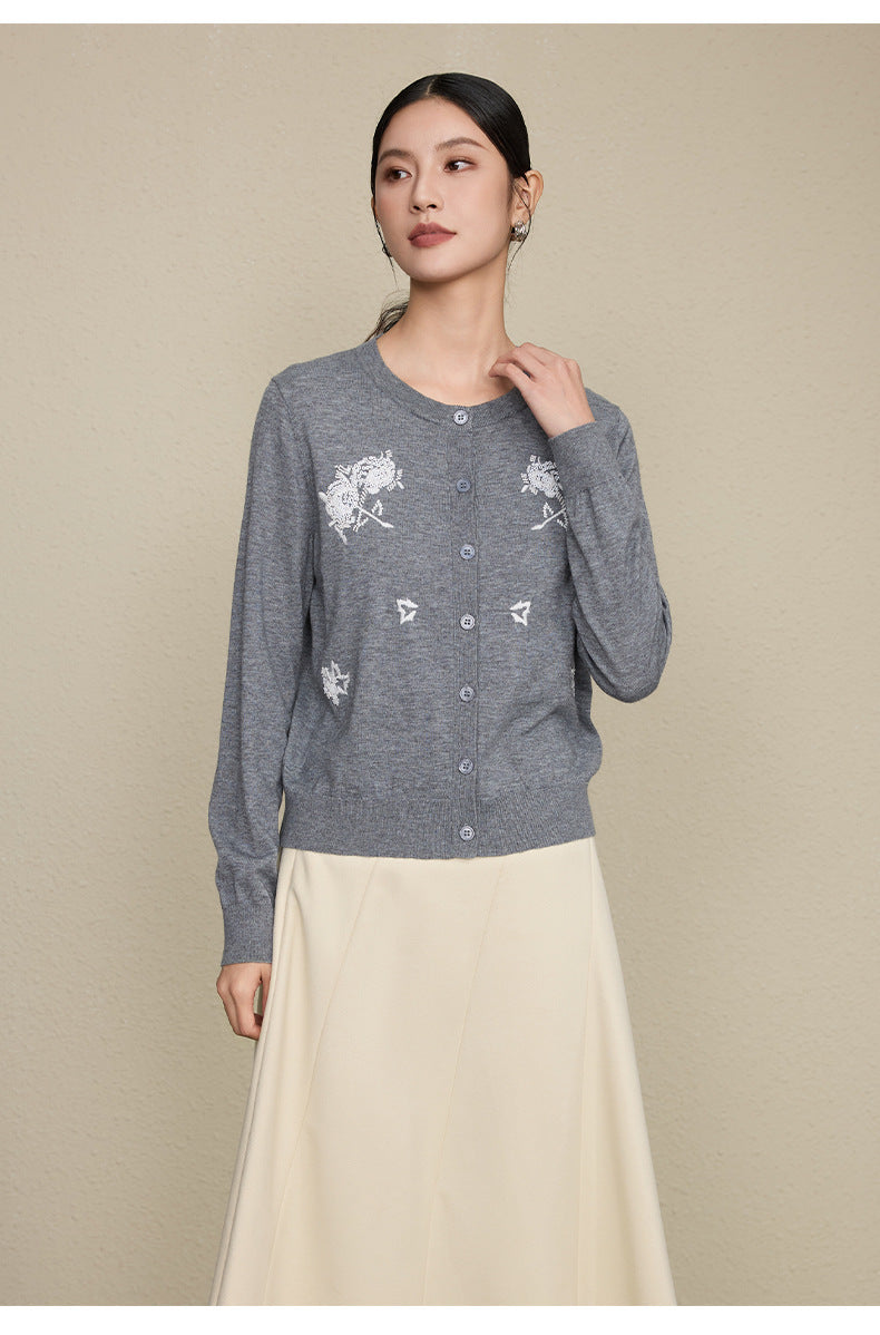 The Petal Thread Embroidered Knit Cardigan