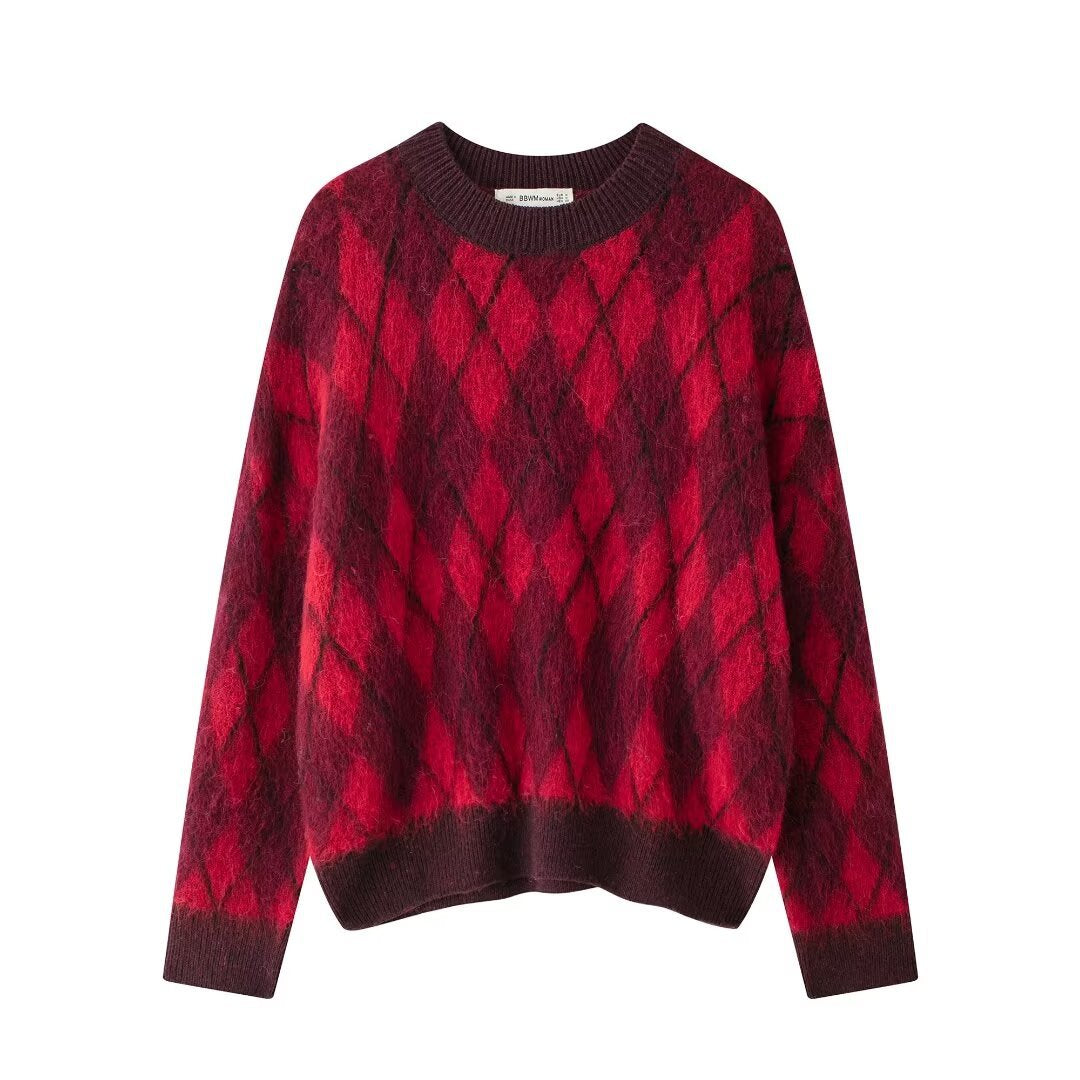 The Ruby Lattice Diamond Knit Sweater