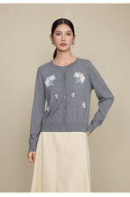 The Petal Thread Embroidered Knit Cardigan