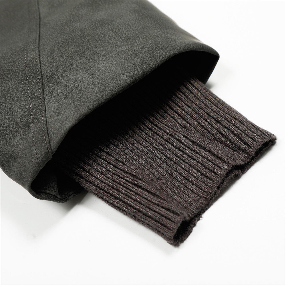The Graphite Flip Collar Faux Leather Jacket
