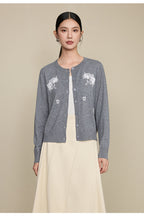 The Petal Thread Embroidered Knit Cardigan