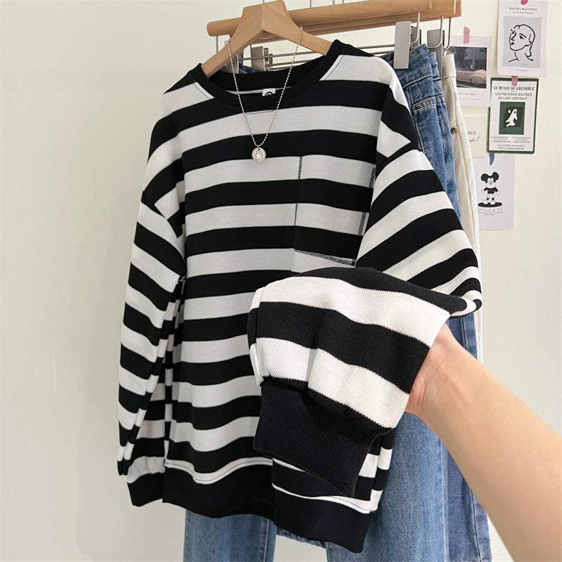 The Monochrome Line Striped Crewneck Sweatshirt