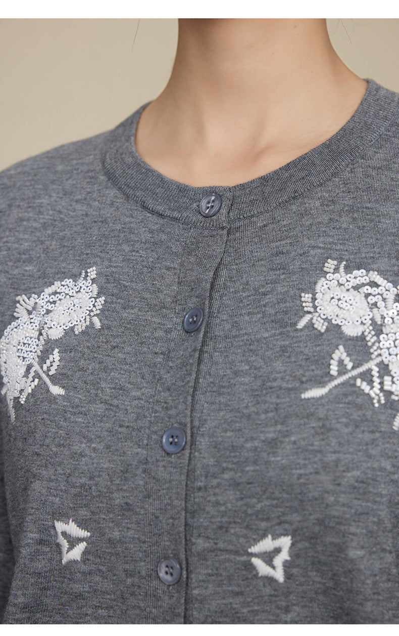 The Petal Thread Embroidered Knit Cardigan