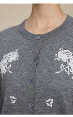 The Petal Thread Embroidered Knit Cardigan