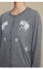 The Petal Thread Embroidered Knit Cardigan