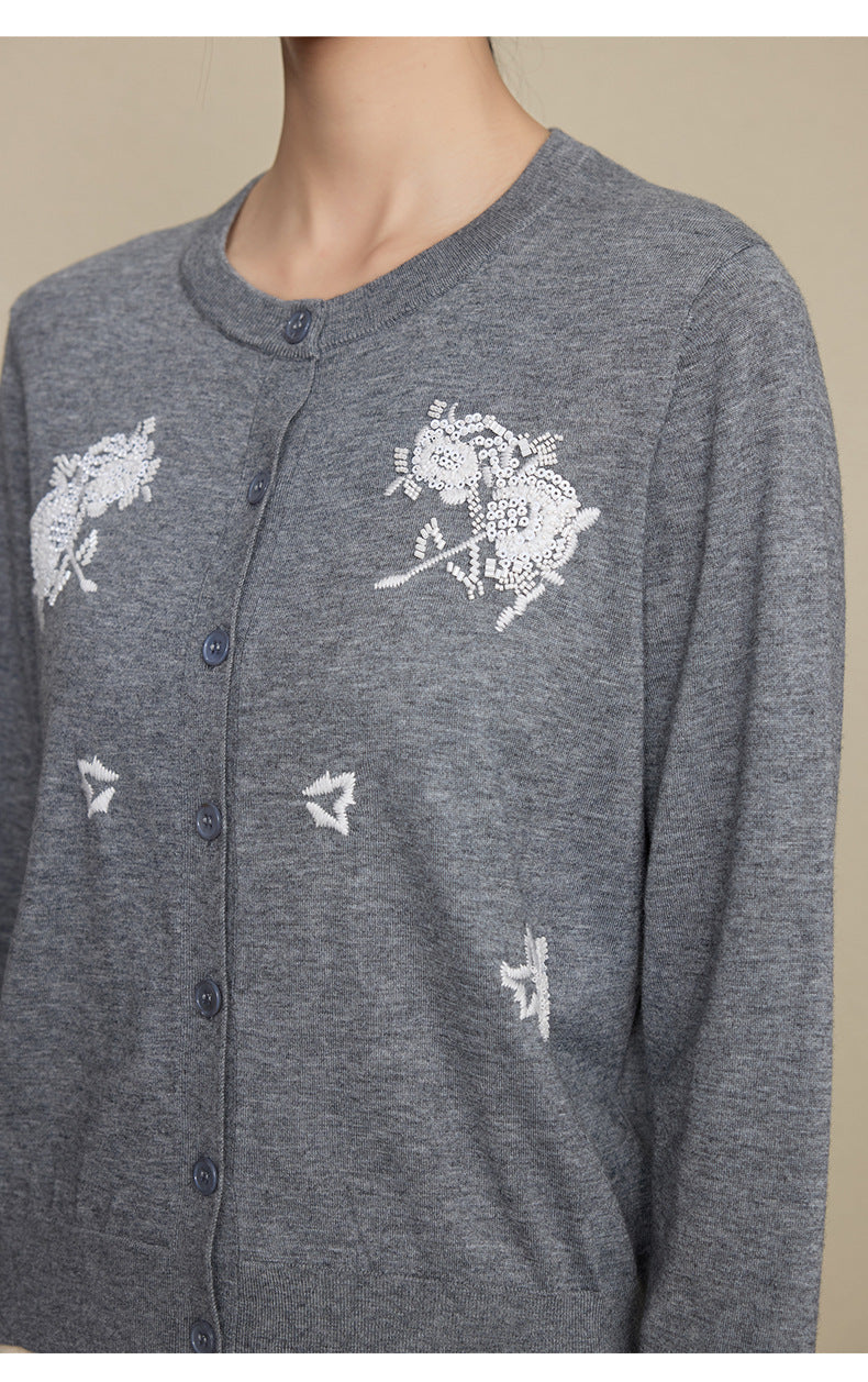 The Petal Thread Embroidered Knit Cardigan