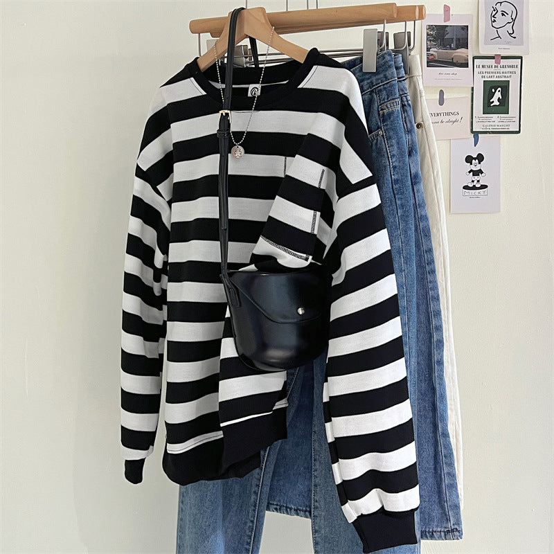 The Monochrome Line Striped Crewneck Sweatshirt