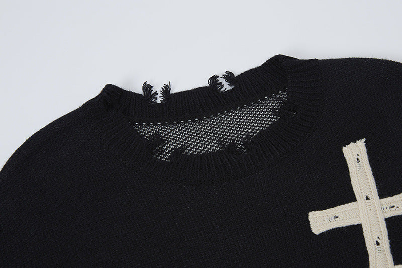 Jacquard Cross Knit Sweater